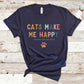 Cats Make Me Happy T-Shirt Navy