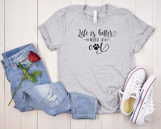 Life is Better with A Cat - Pet Lovers Shirt