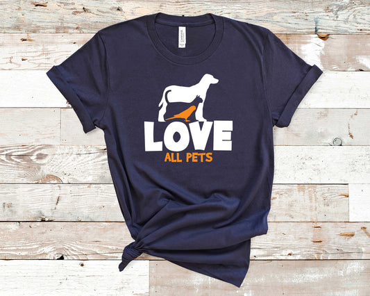  Pet Lovers Tees; Cat, Dog, and Bird Lovers Shirts; Tshirt Gift for Pet Owners; Cat, Dog, and Bird Design T-Shirt