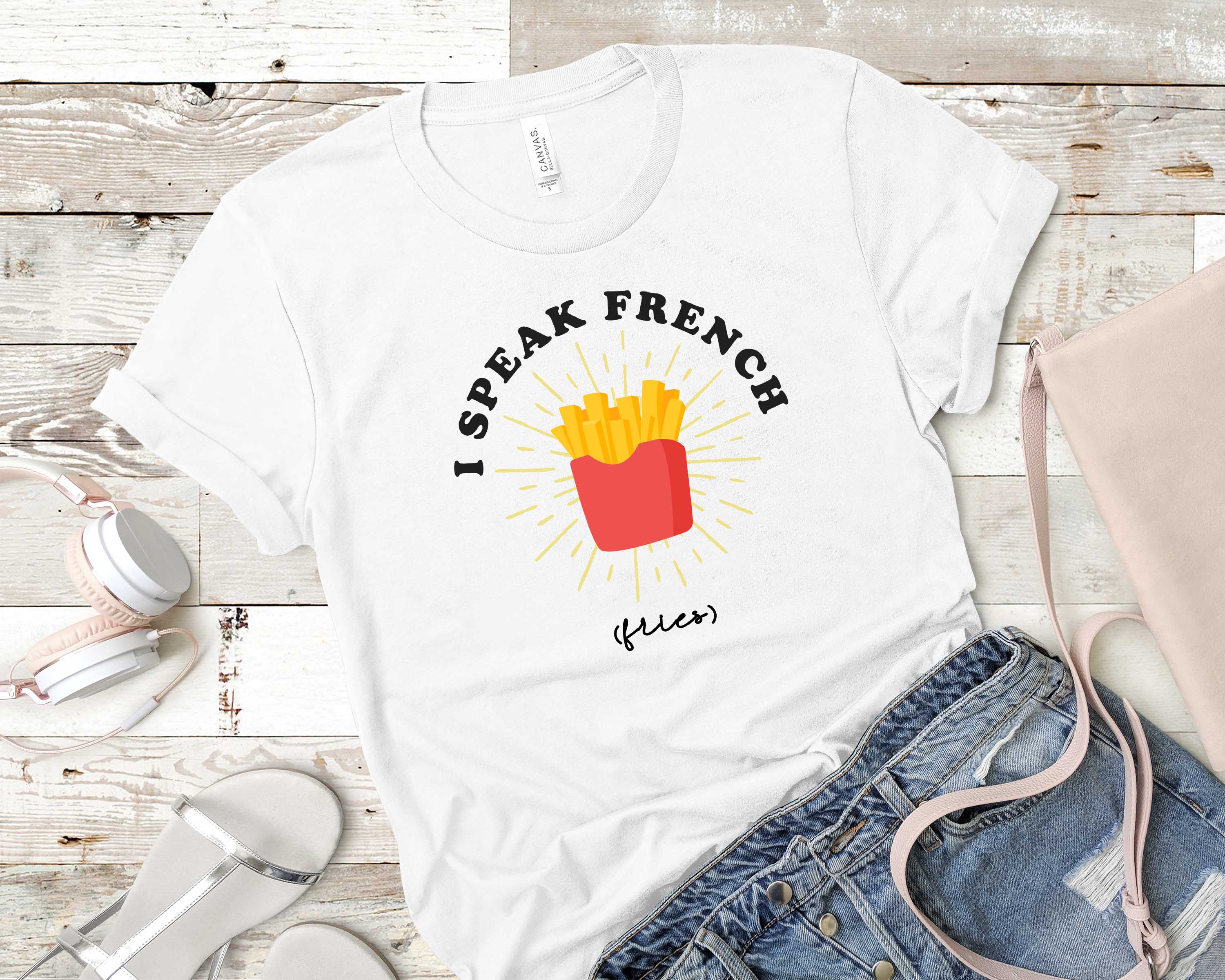 Speak French (Fries) | Lovers T-shirt, Food Design Shirts – SeyerDesigns