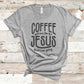 Seyer Designs Coffee Gets Me Started Jesus Keeps Me Going  Shirt Light Grey