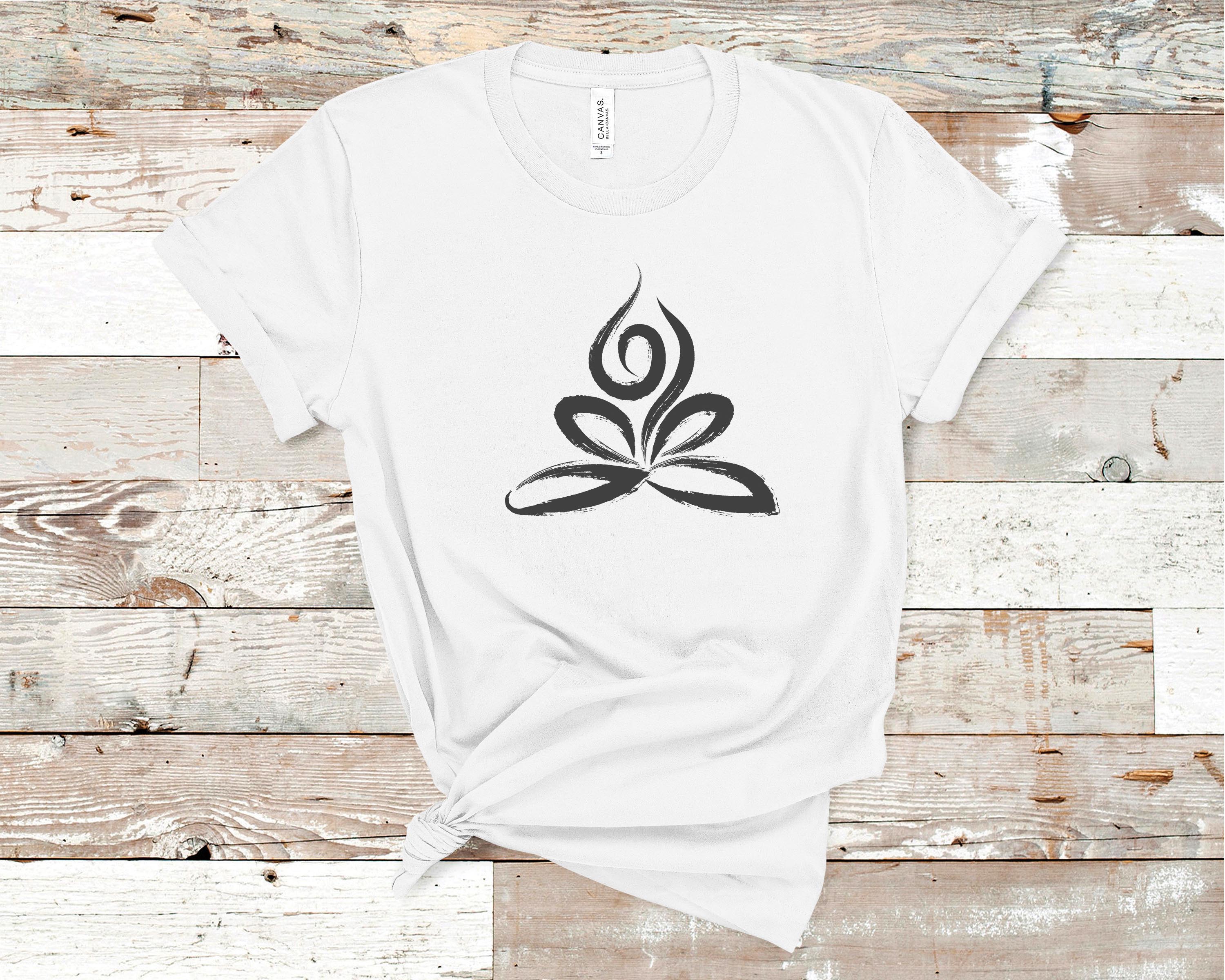 Ladies Lotus Flower V-neck Yoga Shirt - Heather Purple, XL (side print) 